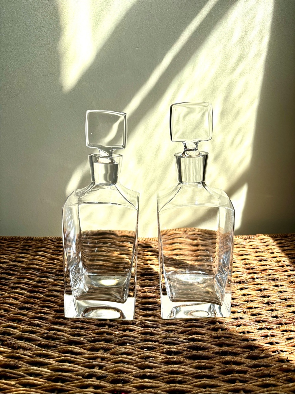 3 nude crystal whiskey decanters